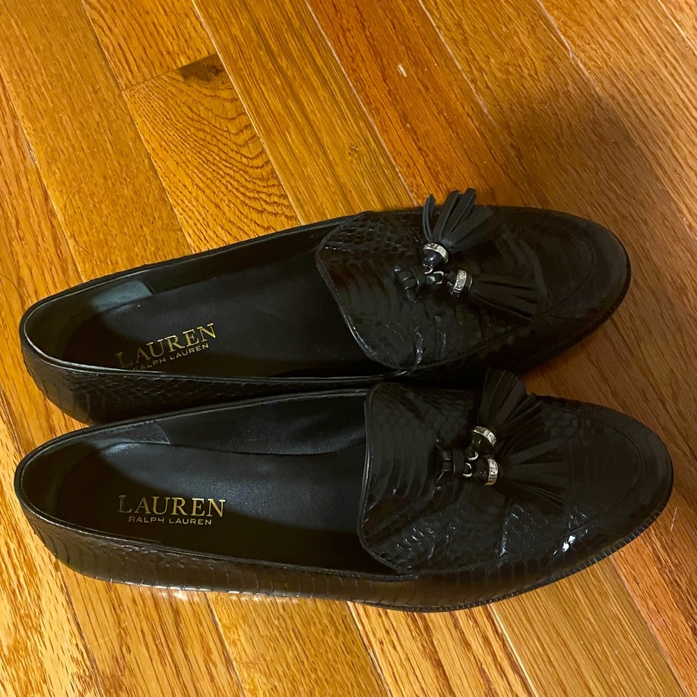 Lauren by Ralph Lauren crocodile pattern LEATHER loafers